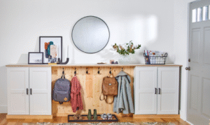 How can creating a simple tea or coffee corner stop the kitchen counter from feeling overcrowded