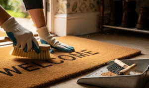 Why does shaking out entrance mats regularly reduce the amount of dust that enters the home